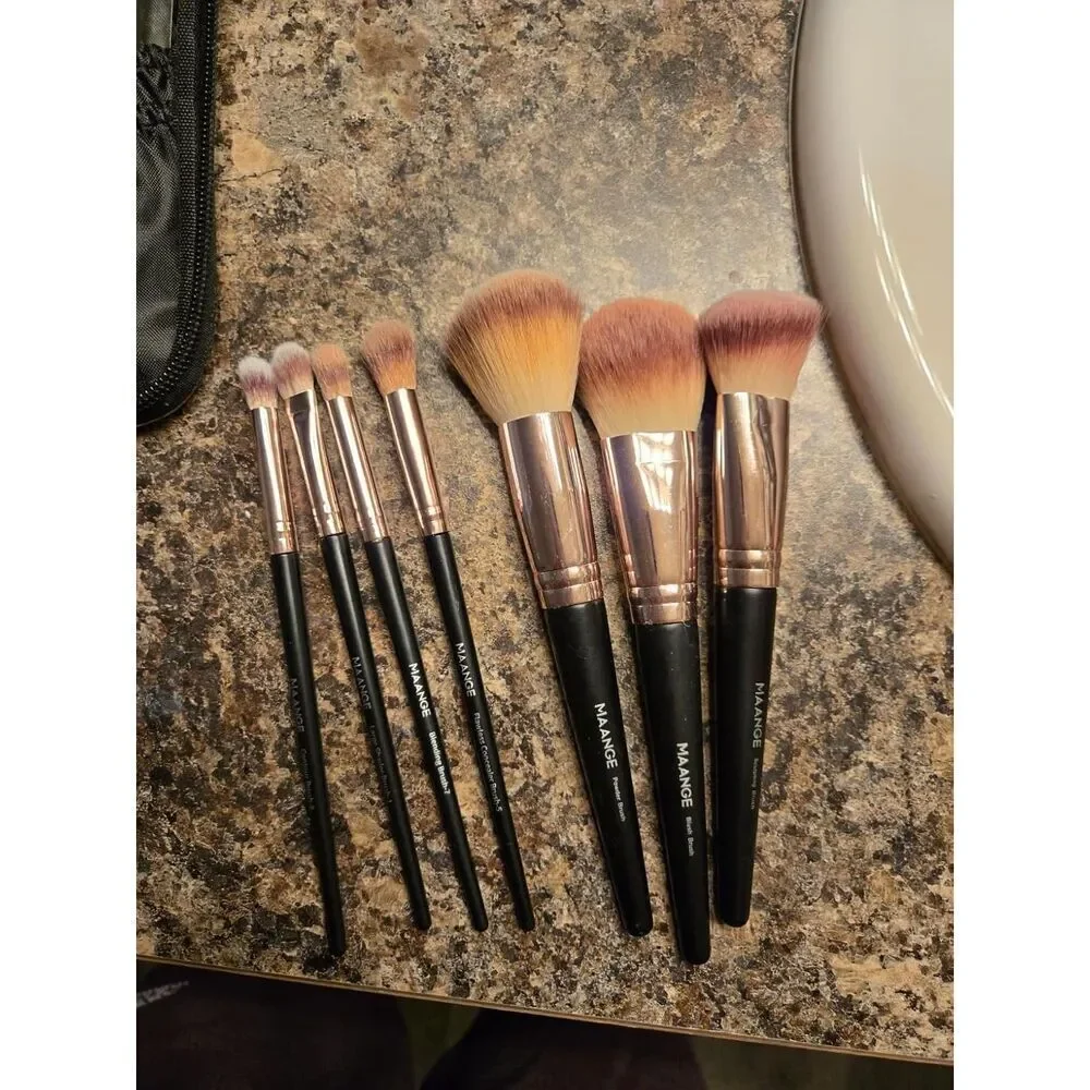 Maange 18Pcs Black-Gold Professional Premium Synthetic Kabuki Makeup Brushes Set